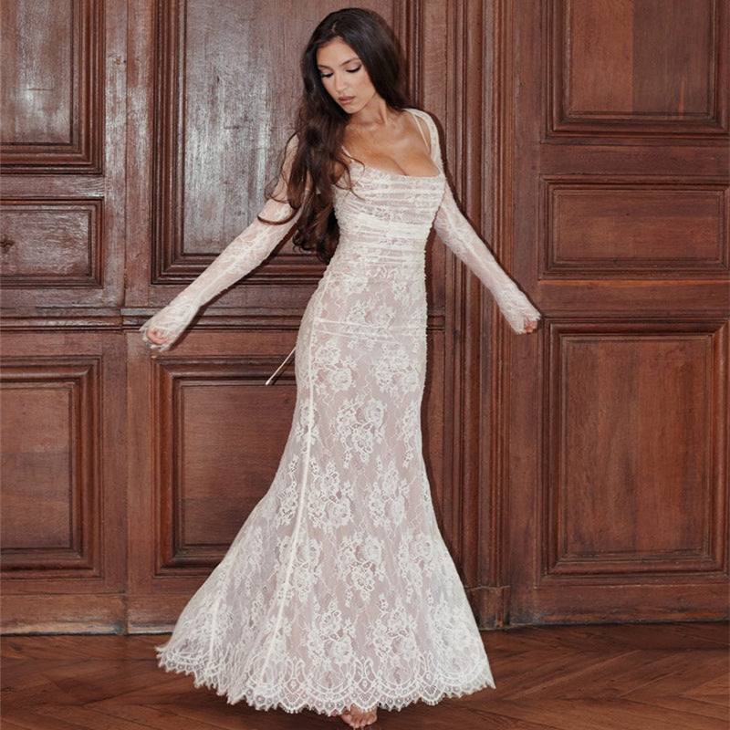Lacey Snatched Maxi Dress - Creme