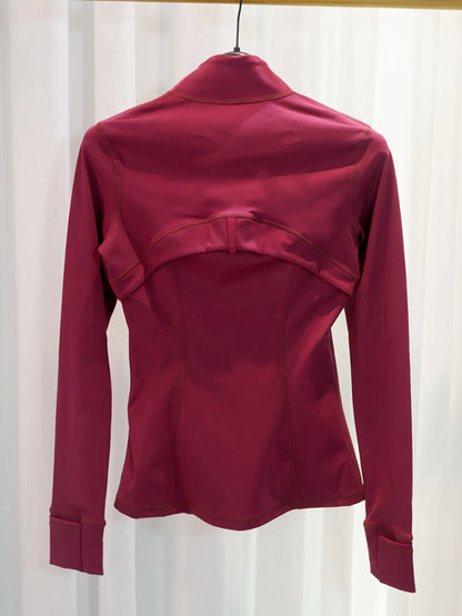 Spring Thin Stand Collar Fitted Jacket Zipper Running Sports Coat Fitness Yoga Top, Women'S Casual Outerwear